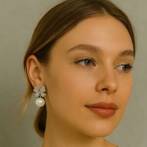 D'bello Bow Silver Dangle Earring Chic Unique New